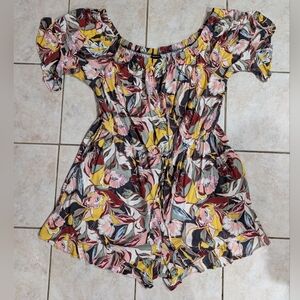 Torrid Floral Off-Shoulder Blouse - Pink, Yellow, Black